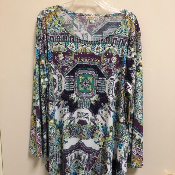 ONE WORLD Tops - NWOT One World 3X tribal boho tunic multi print